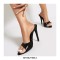 Pointed Toe Stiletto Heels Sequined Slippers Sandals - Black