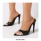 Pointed Toe Stiletto Heels Sequined Slippers Sandals - Black