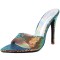 Pointed Toe Stiletto Heels Sequined Slippers Sandals - Gold