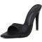 Pointed Toe Snake Print Stiletto Heels Slippers Sandals - Black