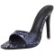 Pointed Toe Snake Print Stiletto Heels Slippers Sandals - Blue