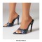 Pointed Toe Snake Print Stiletto Heels Slippers Sandals - Blue