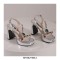 Peep Toe Chunky Heels Ankle Buckle Straps Rhinestones Platform Metallic Sandals Pumps - Silver