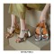 Peep Toe Chunky Heels Ankle Buckle Straps Metallic Sandals Pumps - Silver
