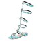 Peep Toe Knee High Buckle Straps Rhinestones Flats Slippers Sandals - Blue