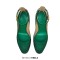 Round Toe Chunky Heels Ankle Buckle Straps Platforms Rhinestones Pumps - Green Faux Leather