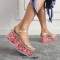 Peep Toe Transparent Shaft Flower Platforms Wedges Ankle Buckle Straps Sandals Slippers - Silver PVC