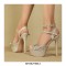 Peep Toe Ankle Buckle Straps Stiletto Heels Glitter Sequin Platforms Pumps - Gold