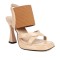 Peep Toe Platforms Chunky Heels Slingback Elastic Band Sandals - Apricot
