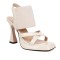 Peep Toe Platforms Chunky Heels Slingback Elastic Band Sandals - Beige