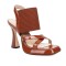 Peep Toe Platforms Chunky Heels Slingback Elastic Band Sandals - Brown