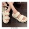 Peep Toe Back Straps Summer Leather Flip Flops Beach Sandals - Beige