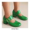 Round Toe Buckle Straps Chunky Heels Mary Janes Pumps - Green
