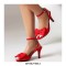 Peep Toe Ankle Buckle Straps Bowtied Stiletto Heels Satin Sandals - Red