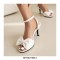 Peep Toe Ankle Buckle Straps Bowtied Stiletto Heels Satin Sandals - White