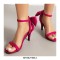Peep Toe Ankle Buckle Straps Back Ribbon Stiletto Heels Suede Sandals - Rose Red