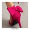 Peep Toe Ankle Buckle Straps Back Ribbon Stiletto Heels Suede Sandals - Rose Red
