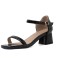 Peep Toe Chunky Heels Ankle Buckle Straps Flip Flops Patent Sandals - Black