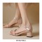 Peep Toe Chunky Heels Ankle Buckle Straps Flip Flops Patent Sandals - Pink