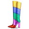 Pointed Toe Chunky Heels Colorful Patchwork Knee Highs Boots - Multicolor 