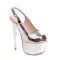 Peep Toe Metallic Platforms Stiletto Heels Slingback Sandals Pumps - Silver