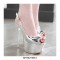 Peep Toe Metallic Platforms Stiletto Heels Slingback Sandals Pumps - Silver
