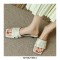 Peep Toe Outside Kitten Heels Sandals - Beige