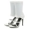 Peep Toe Stiletto Heels Ankle Highs Stretch Fabric Spring and Fall Sandals Boots - White