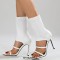 Peep Toe Stiletto Heels Ankle Highs Stretch Fabric Spring and Fall Sandals Boots - White