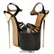 Knotted Peep Toe Ankle buckle Straps Point Metal Heels Platforms Sandals Pumps - Black Patent