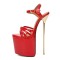 Knotted Peep Toe Ankle buckle Straps Point Metal Heels Platforms Sandals Pumps - Red Patent
