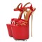 Knotted Peep Toe Ankle buckle Straps Point Metal Heels Platforms Sandals Pumps - Red Patent
