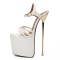 Knotted Peep Toe Ankle buckle Straps Point Metal Heels Platforms Sandals Pumps - White Patent