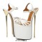 Knotted Peep Toe Ankle buckle Straps Point Metal Heels Platforms Sandals Pumps - White Patent