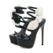 Peep Toe Flowers Ankle Straps Stiletto Heels Platforms Pumps - Black