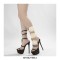 Peep Toe Flowers Ankle Straps Stiletto Heels Platforms Pumps - Black