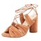 Peep Toe Chunky Heels Gladiators Ankle Straps Glitters Lace Up Sandals - Auburn