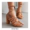Peep Toe Chunky Heels Gladiators Ankle Straps Glitters Lace Up Sandals - Auburn