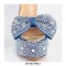 Peep Toe Square Heels Ankle Straps Denim Rhinestones Platforms Pumps - Blue