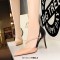 Pointed Toe Stiletto Heels Elegant Cross Straps Double Colors Pumps - Apricot Faux Leather