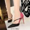 Pointed Toe Stiletto Heels Elegant Cross Straps Double Colors Pumps - Black Faux Leather