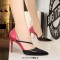 Pointed Toe Stiletto Heels Elegant Cross Straps Double Colors Pumps - Black Faux Leather