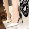 Pointed Toe Stiletto Heels Elegant Cross Straps Double Colors Pumps - White Faux Leather