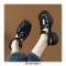 Round Toe Comfortable Ankle Buckle Straps Summer Leather Sandals - Black