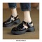 Round Toe Comfortable Ankle Buckle Straps Summer Leather Sandals - Black