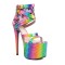 Peep Toe Stiletto Heels Colorful Ankle Buckle Straps Platforms Club Dance Pumps - Purple