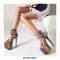 Peep Toe Stiletto Heels Colorful Ankle Buckle Straps Platforms Club Dance Pumps - Purple