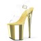 Peep Toe Stiletto Heels Transparent Ankle Buckle Straps Platforms Catwalk Pumps - Gold