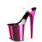 Peep Toe Stiletto Heels Transparent Ankle Buckle Straps Platforms Catwalk Pumps - HotPink Black