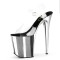 Peep Toe Stiletto Heels Transparent Ankle Buckle Straps Platforms Catwalk Pumps - Silver Black